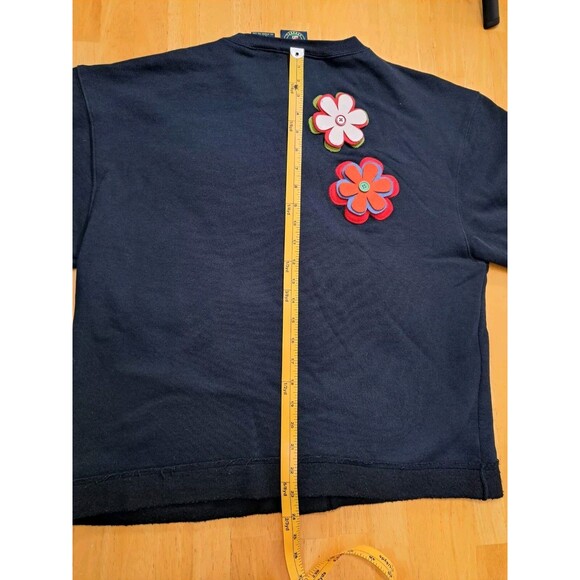 Lighthouse Apparel Women's Black Sweatshirt Jacket w/ 3D Flower Accents Size L - Picture 14 of 15